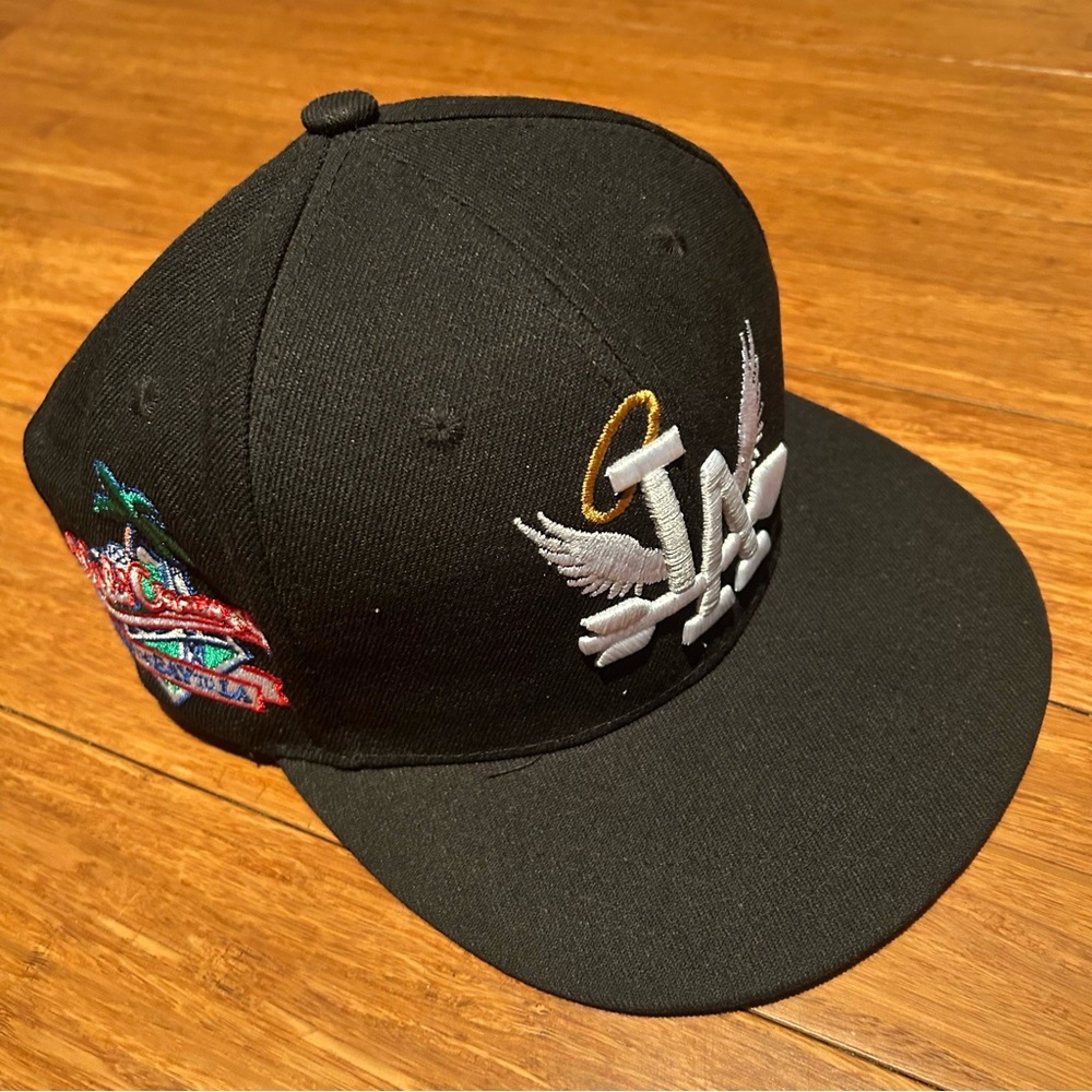 Black LA Cap with Embroidered Logo